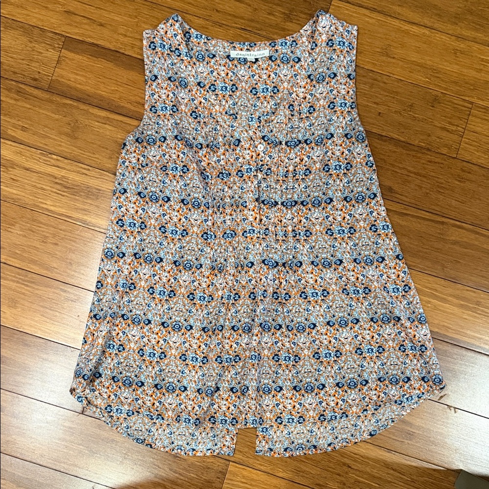 Daniel Rainn Blue and Brown Patterned Blouse